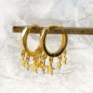 ✨Insta gold plated stars hoop earrings